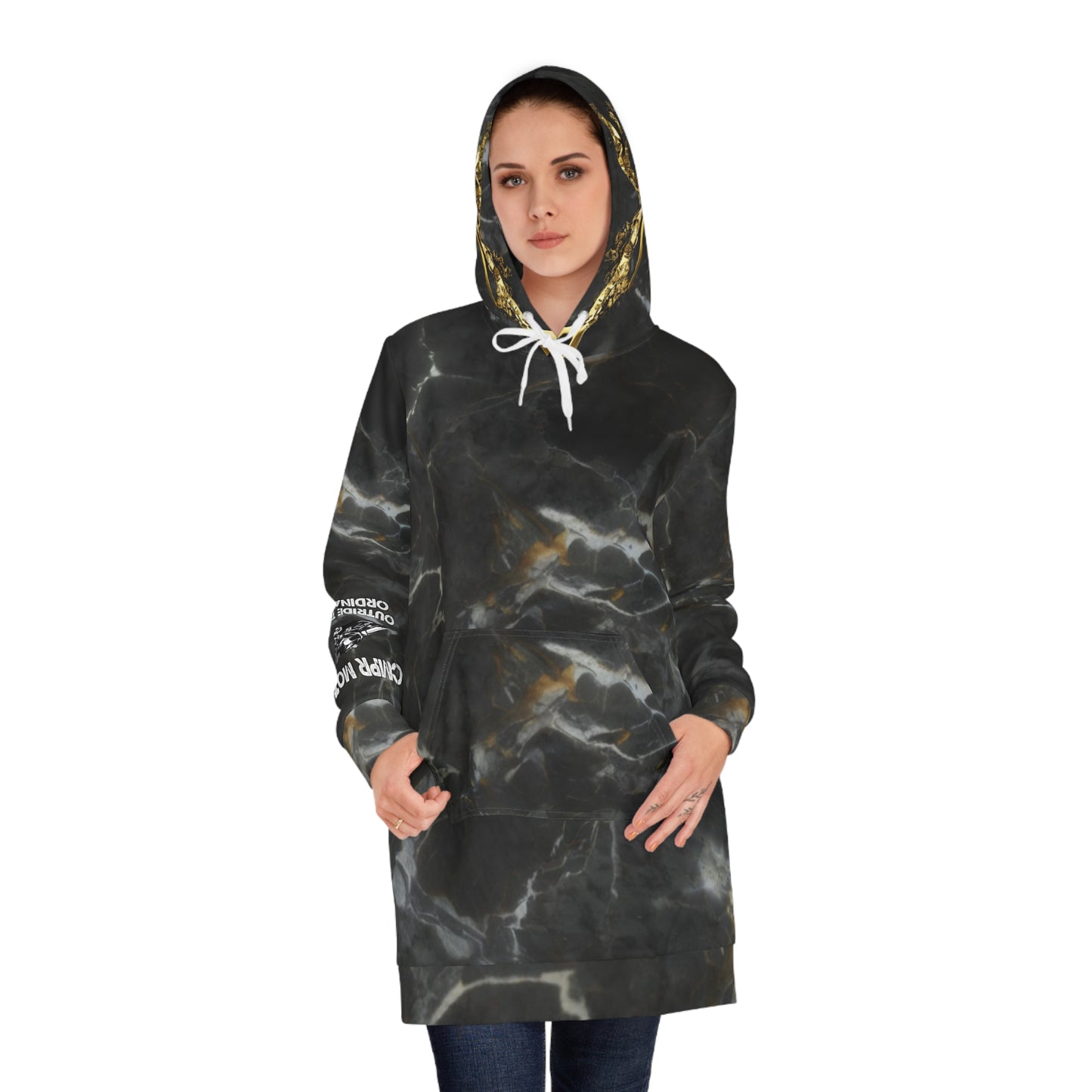 Women's Black Marble CMPR Hoodie Dress